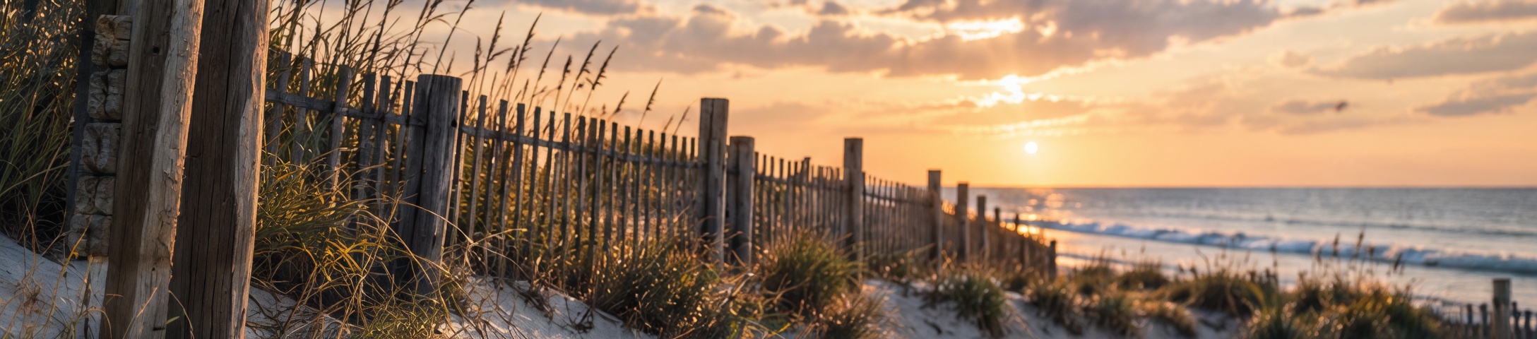 Dune fence at sunset on the Grand Strand